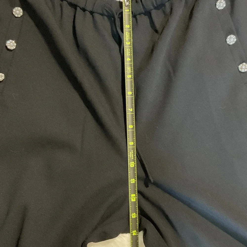 Size M,L,XL CeCe Black Wide Leg Drawstring Pants with Button Detail Faux Pockets